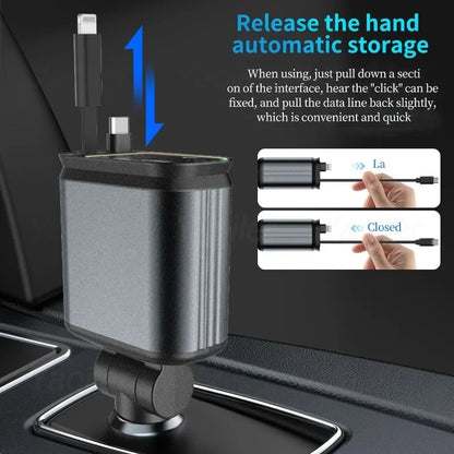 Retractable Cable Fast Charging Car Phone Charge