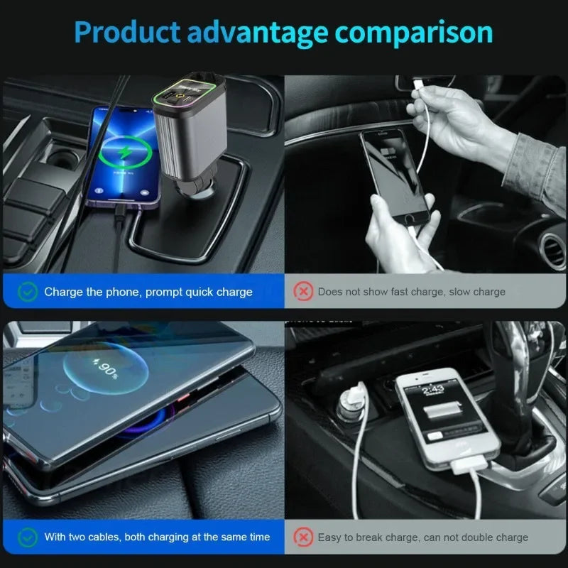 Retractable Cable Fast Charging Car Phone Charge